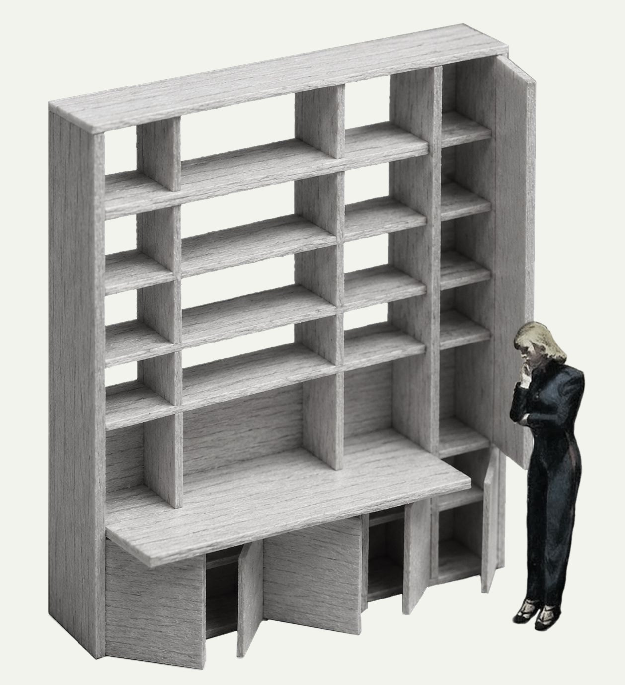 Axonometría de librería a medida